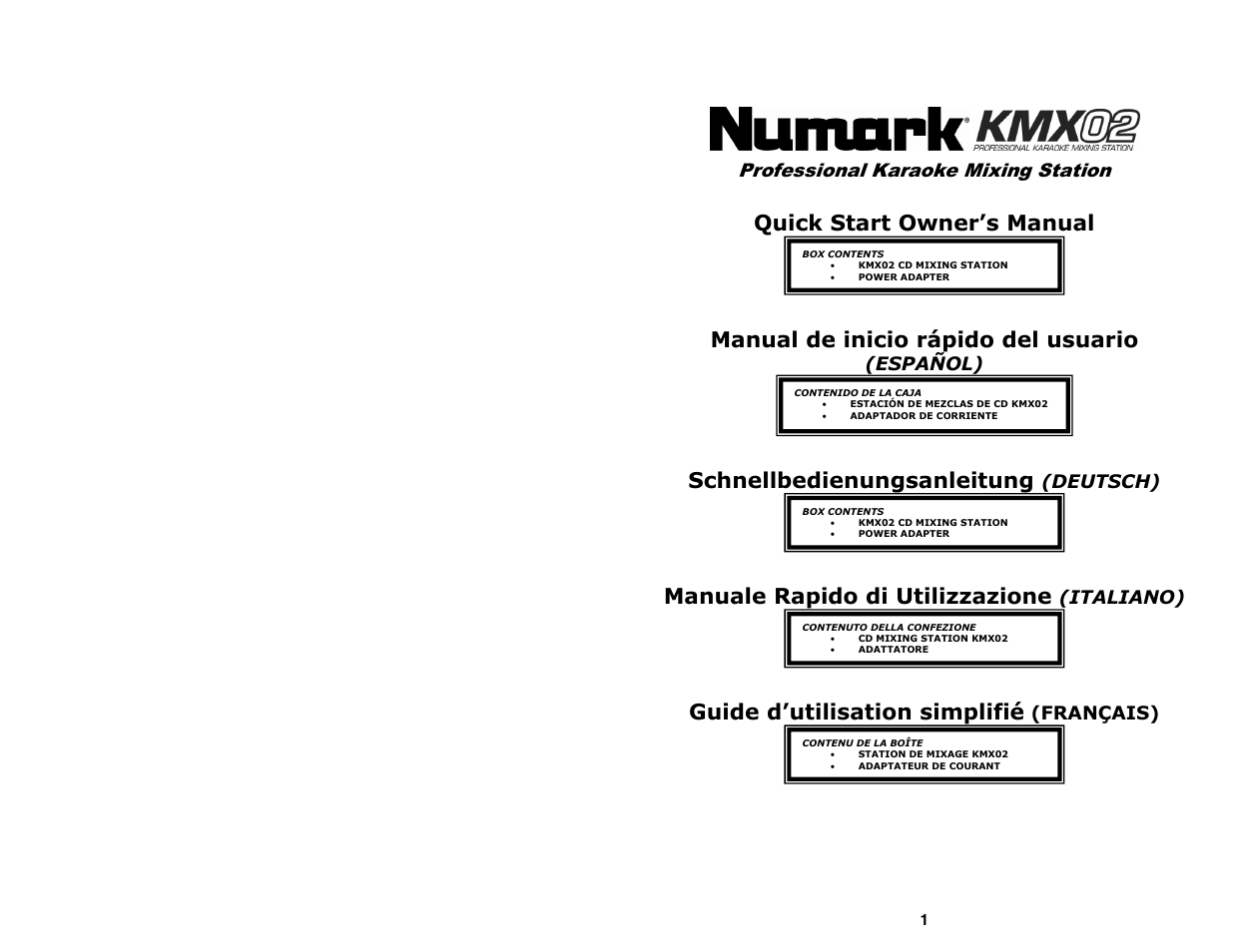 Numark Industries Professional Karaoke Mixing Station KMX02 User Manual | 38 pages
