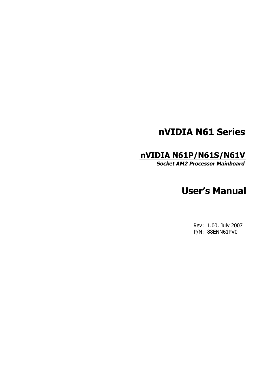 Nvidia N61S User Manual | 37 pages