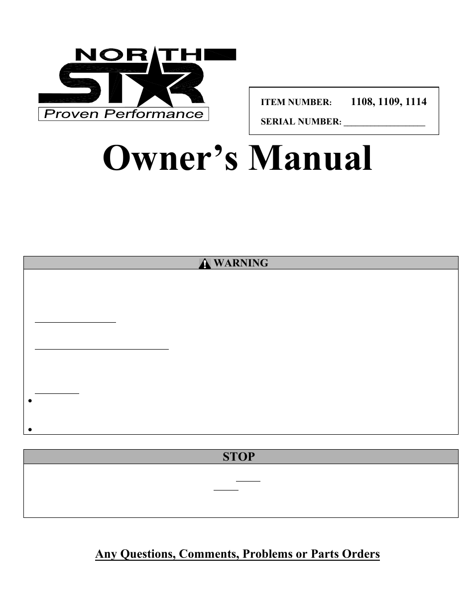 North Star M1108D User Manual | 45 pages