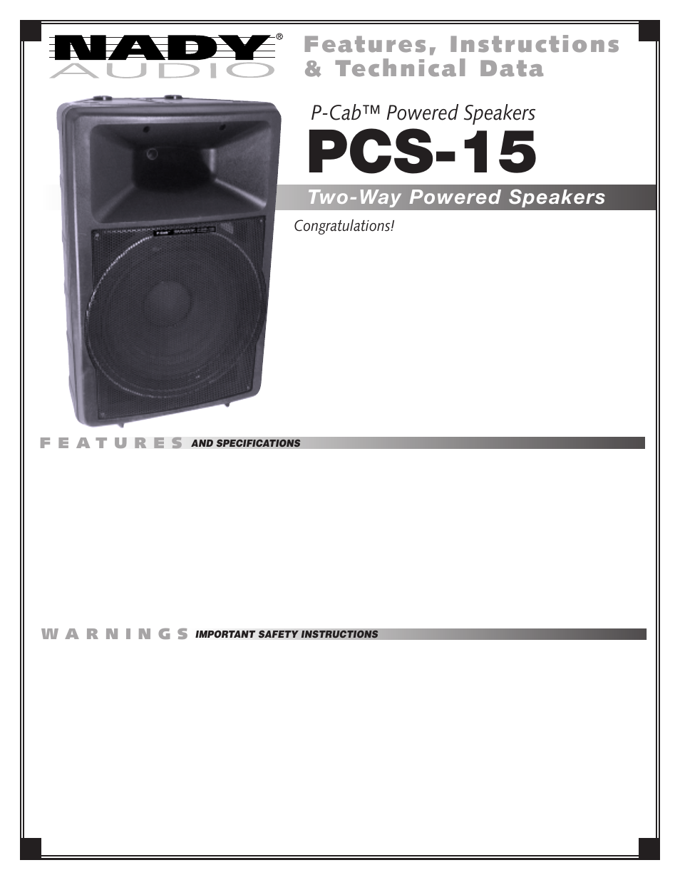 Nady Systems PCS-15 User Manual | 2 pages