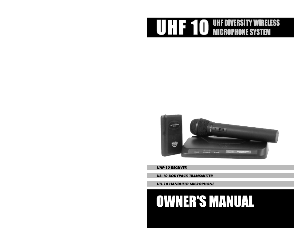 Nady Systems UHF 10 User Manual | 8 pages