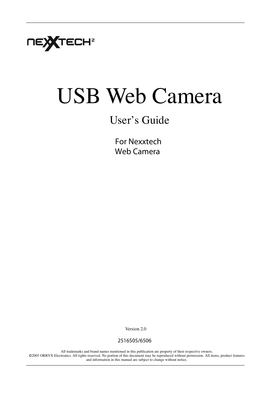 NexxTech USB Web Camera User Manual | 16 pages