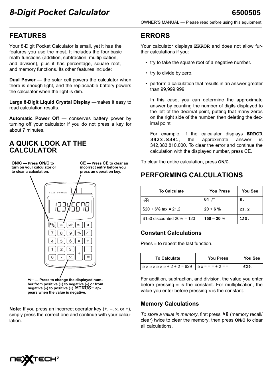 NexxTech 6500505 User Manual | 3 pages