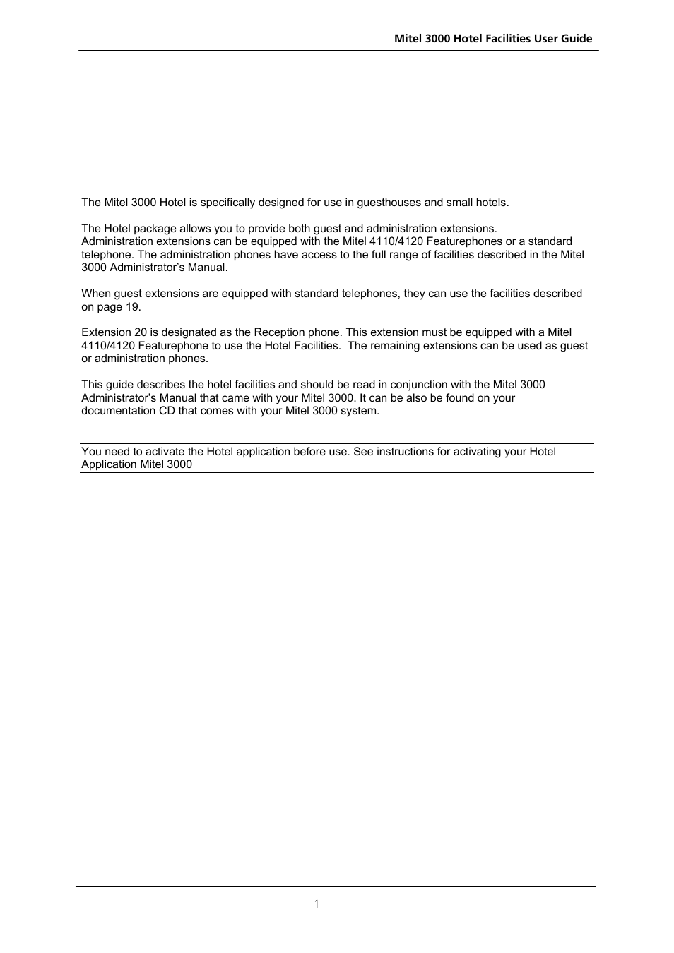Welcome to the mitel 3000 hotel | Nextel comm 3000 User Manual | Page 3 / 24