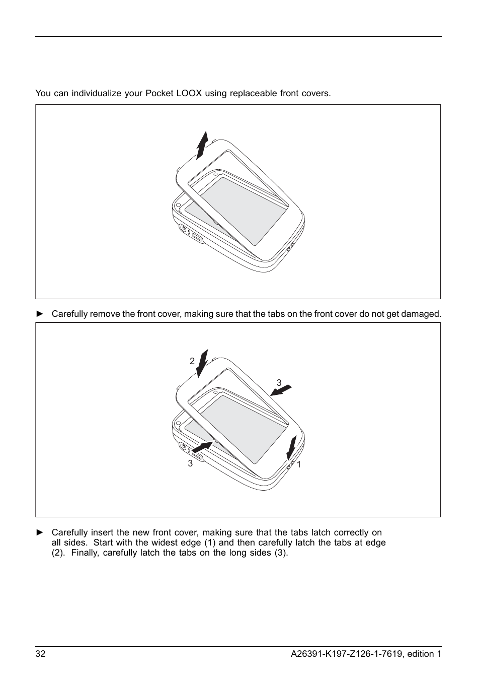 Changing the front cover | Navigon POCKET LOOX N100 User Manual | Page 40 / 48