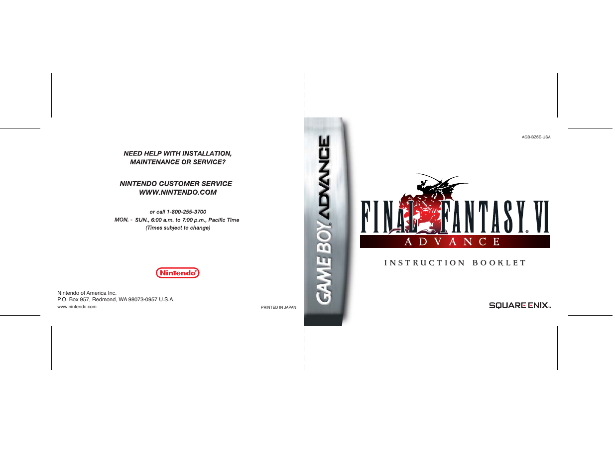 Nintendo Final Fantasy VI Advance AGB-BZ6E-USA User Manual | 26 pages