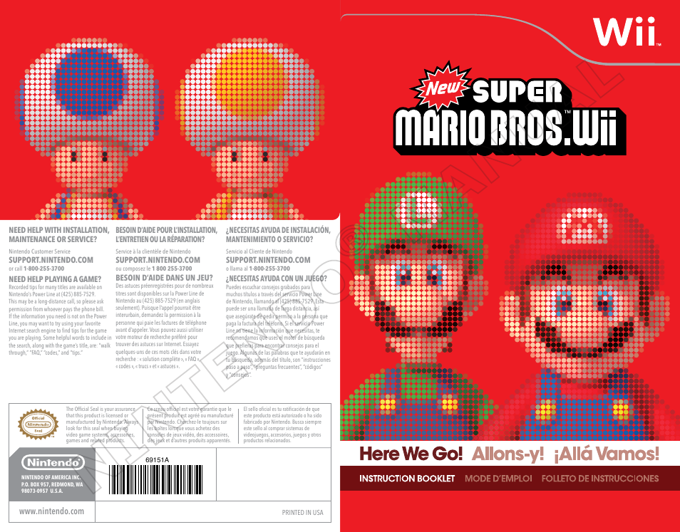 Nintendo Super Mario Bros. Wii 69151A User Manual | 34 pages
