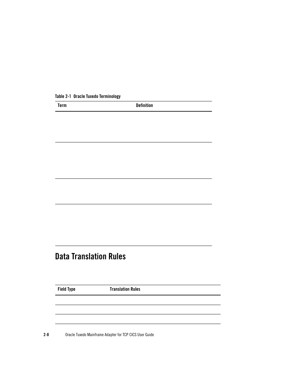 Data translation rules | Oracle Audio Technologies Oracle Tuxedo User Manual | Page 26 / 112