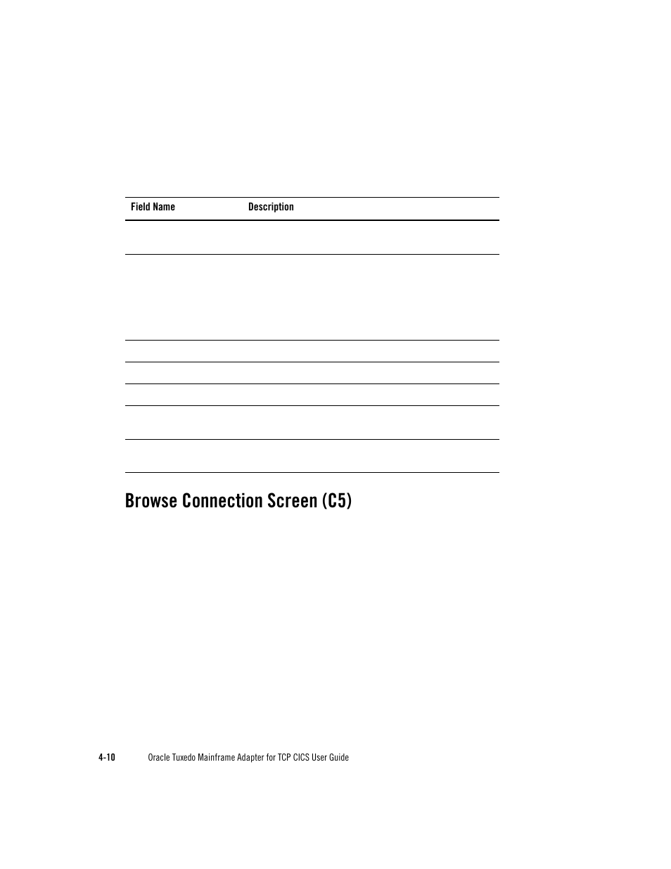 Browse connection screen (c5) | Oracle Audio Technologies Oracle Tuxedo User Manual | Page 44 / 112