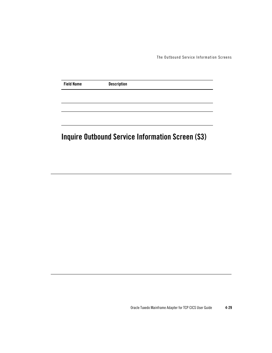Inquire outbound service information screen (s3) | Oracle Audio Technologies Oracle Tuxedo User Manual | Page 63 / 112
