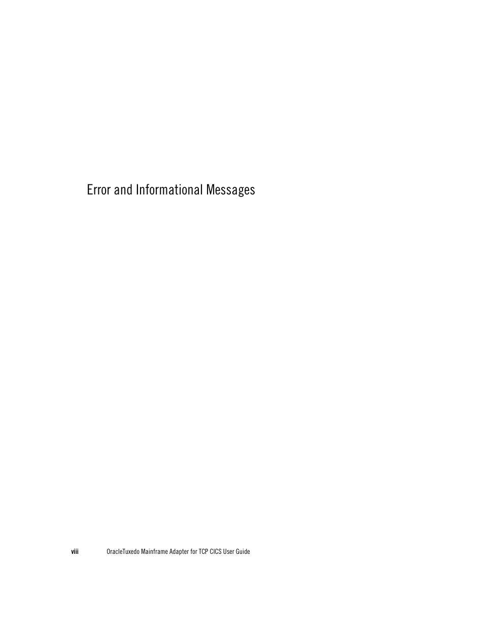 Error and informational messages | Oracle Audio Technologies Oracle Tuxedo User Manual | Page 8 / 112