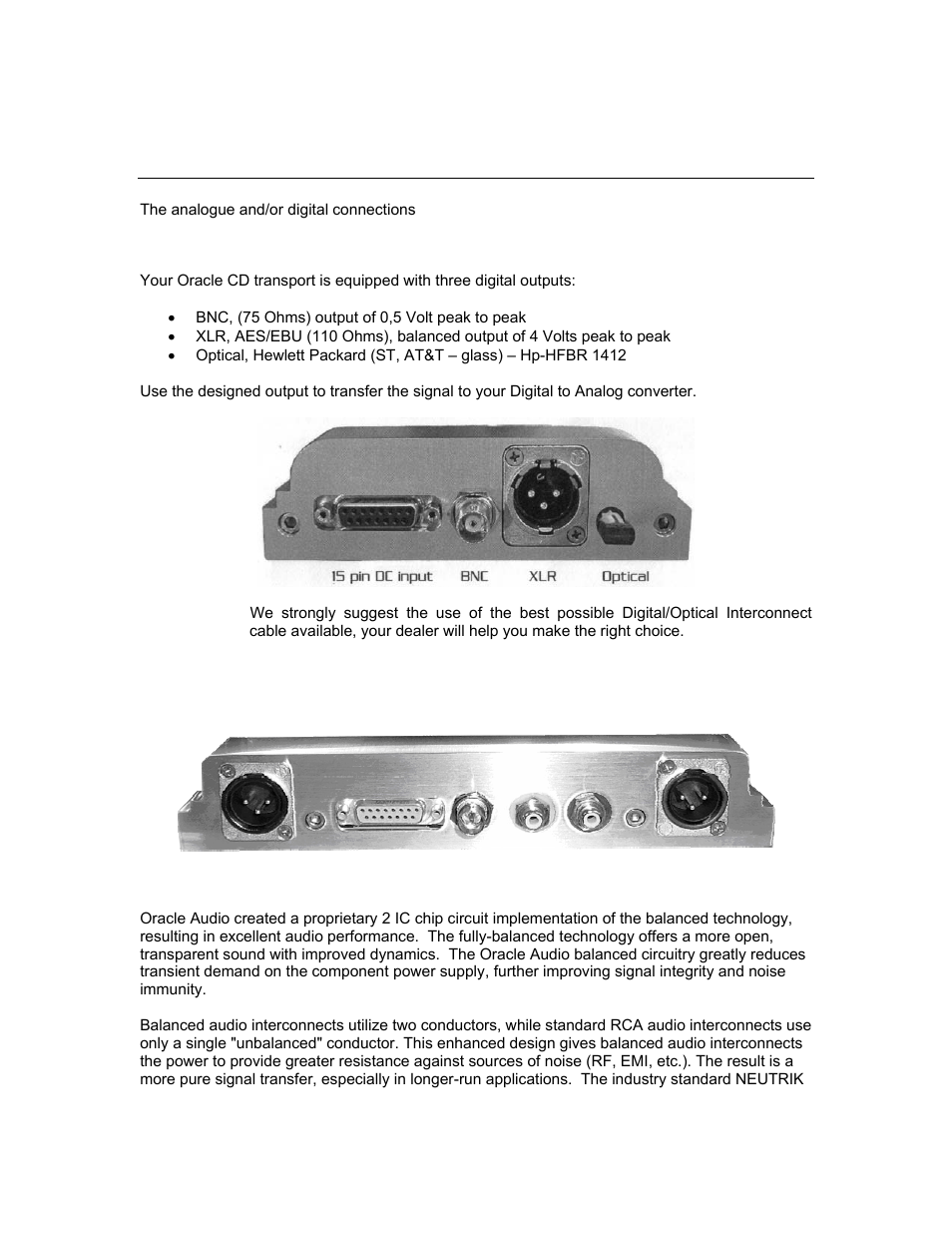 Connection procedure | Oracle Audio Technologies CD 2000 User Manual | Page 9 / 21
