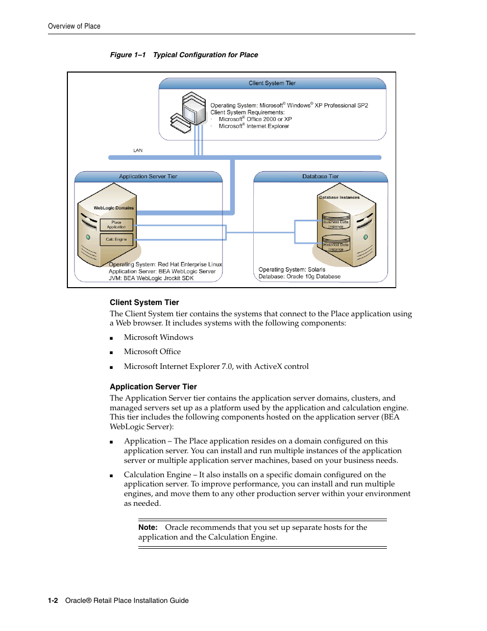 Client system tier, Application server tier | Oracle Audio Technologies Oracle Retail Place 12.2 User Manual | Page 12 / 68