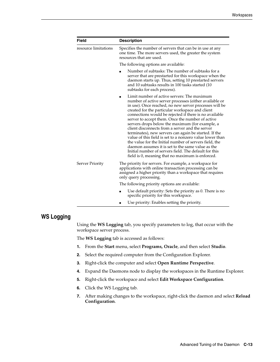 Ws logging | Oracle Audio Technologies B31003-01 User Manual | Page 99 / 112