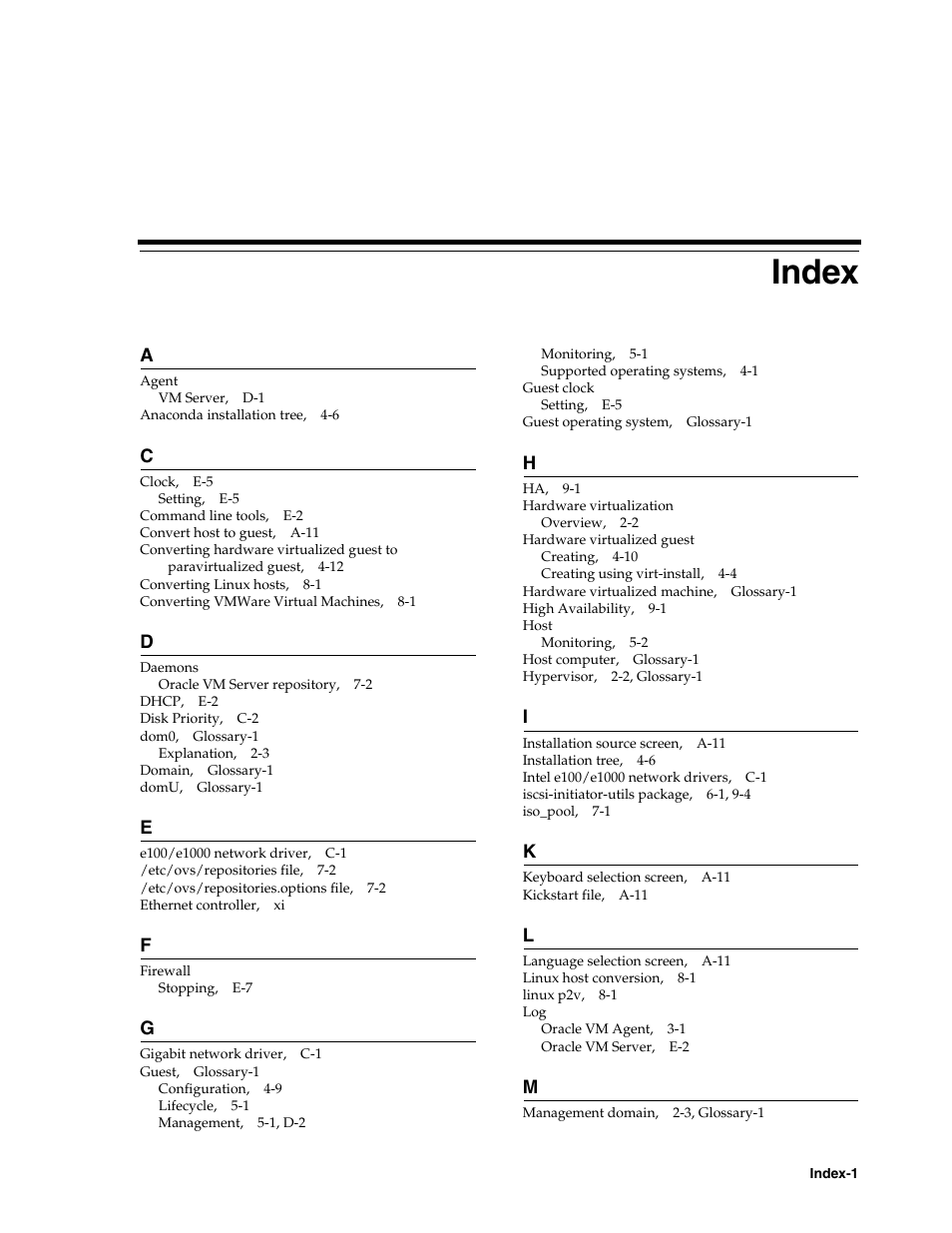 Index | Oracle Audio Technologies E10898-02 User Manual | Page 109 / 112
