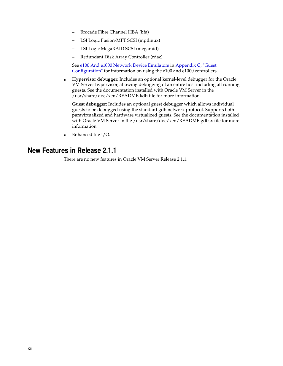 New features in release 2.1.1 | Oracle Audio Technologies E10898-02 User Manual | Page 12 / 112