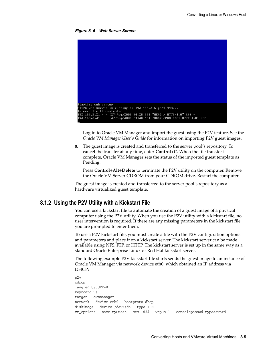 2 using the p2v utility with a kickstart file | Oracle Audio Technologies E10898-02 User Manual | Page 59 / 112