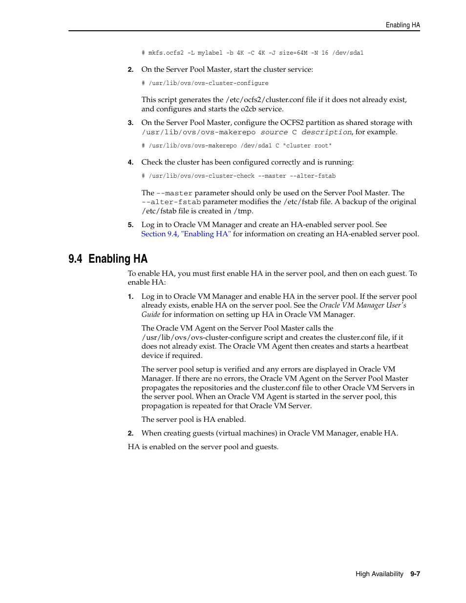 4 enabling ha, Enabling ha | Oracle Audio Technologies E10898-02 User Manual | Page 67 / 112