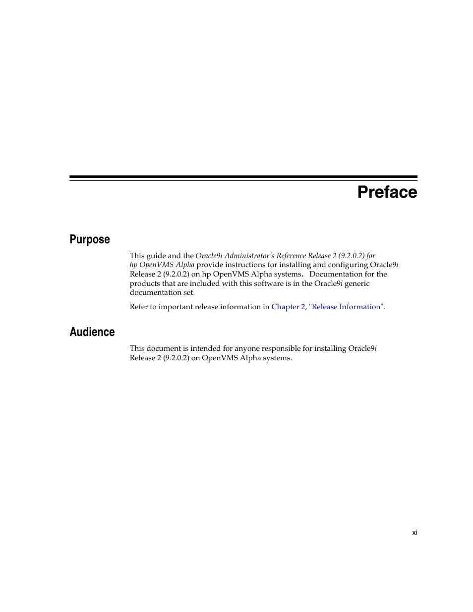 Preface, Purpose, Audience | Oracle Audio Technologies ORACLE9I B10508-01 User Manual | Page 11 / 186