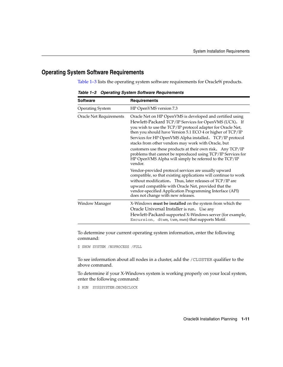 Operating system software requirements | Oracle Audio Technologies ORACLE9I B10508-01 User Manual | Page 27 / 186