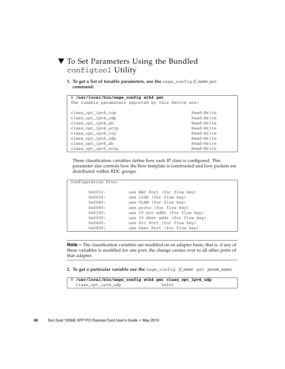 To set parameters using the bundled | Oracle Audio Technologies Sun Oracle SunDual 10GbE XFP User Manual | Page 58 / 86