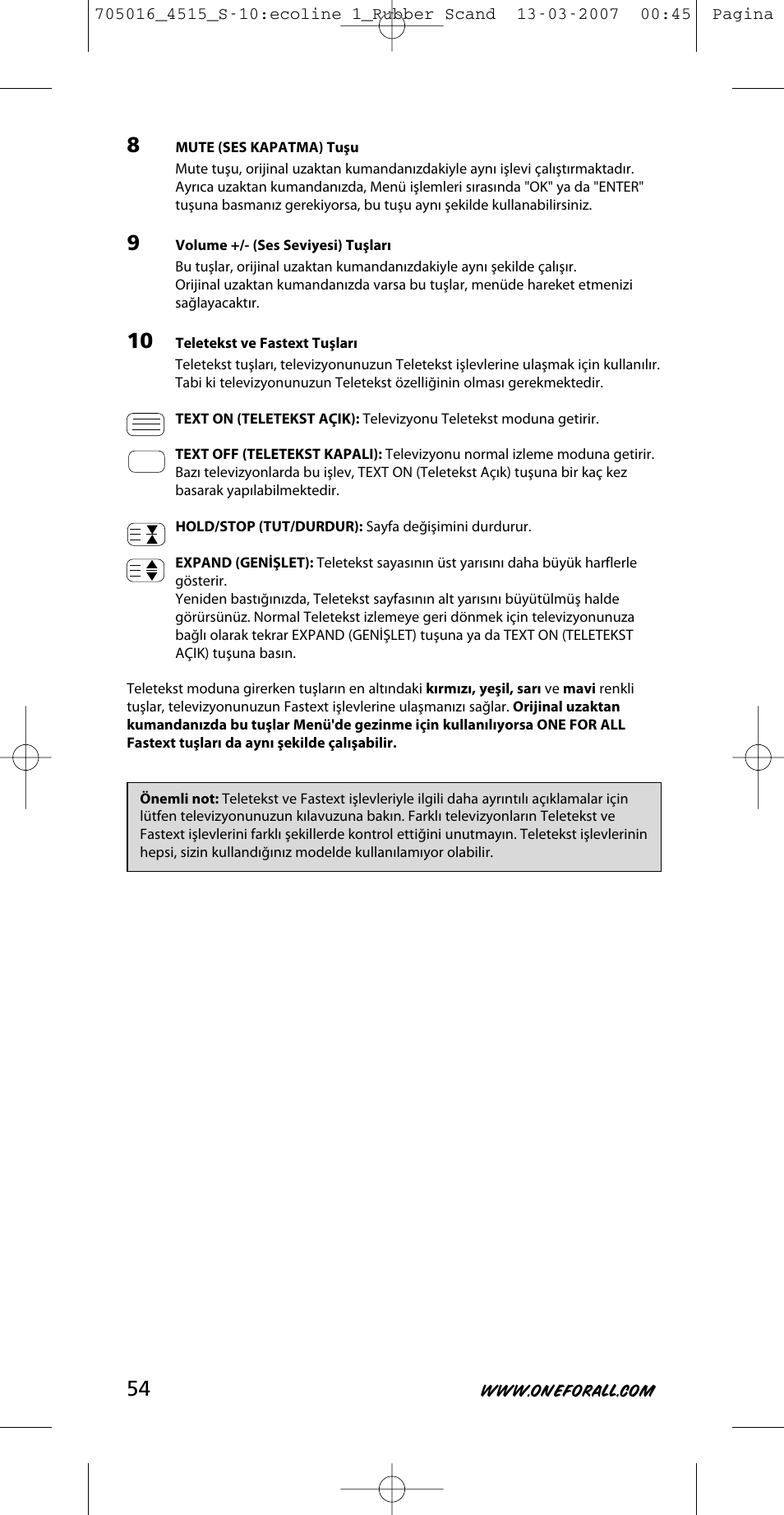 One for All URC-3415 User Manual | Page 54 / 84