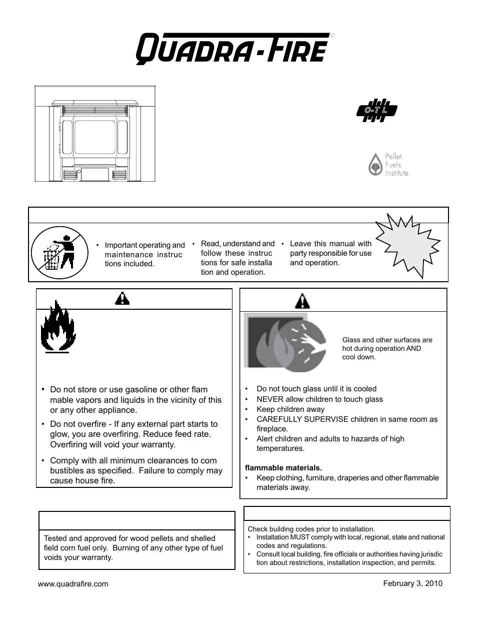 Quadra-Fire PELLET INSERT CB1200MI-MBK User Manual | 52 pages