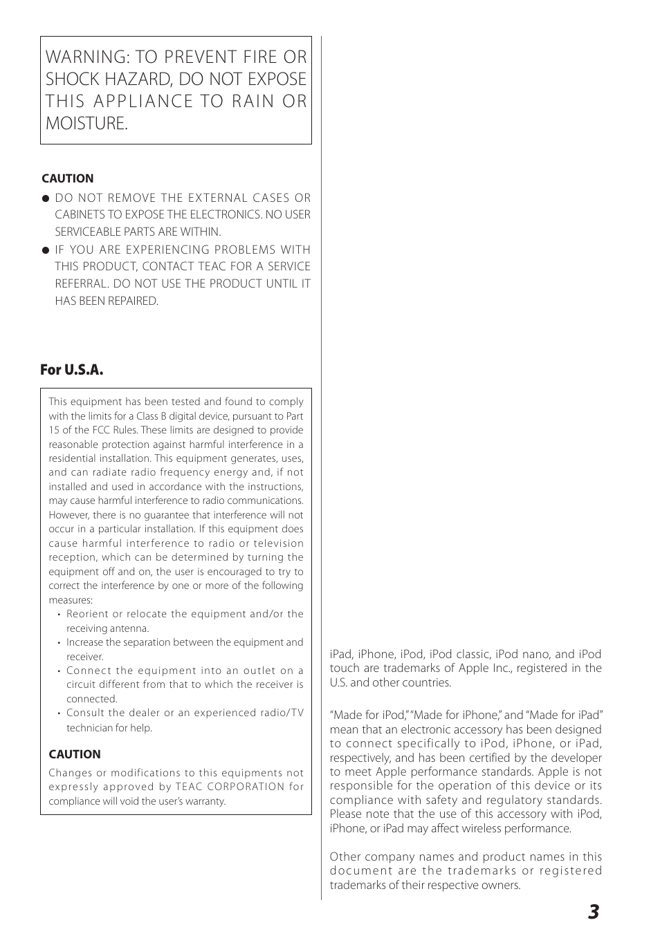 Teac DS-H01DIGITAL DOCKING STATION 3D0806920B User Manual | Page 3 / 48