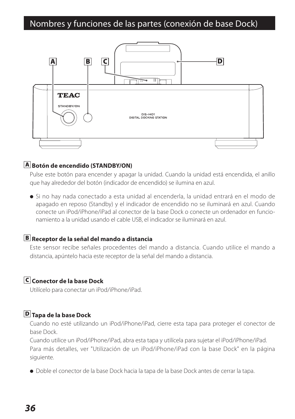Teac DS-H01DIGITAL DOCKING STATION 3D0806920B User Manual | Page 36 / 48