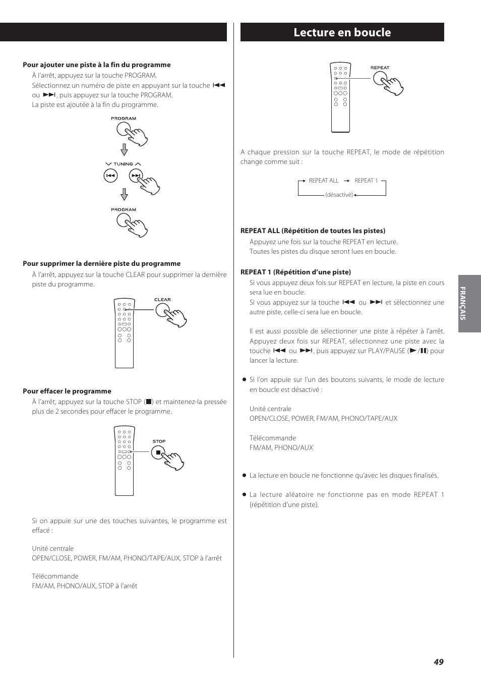 Lecture en boucle | Teac GF-550 User Manual | Page 49 / 96