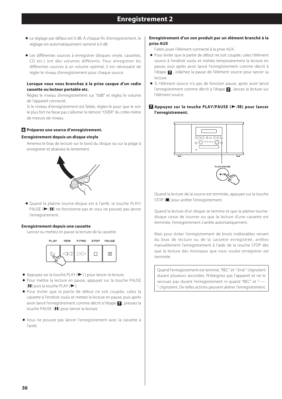 Enregistrement 2 | Teac GF-550 User Manual | Page 56 / 96