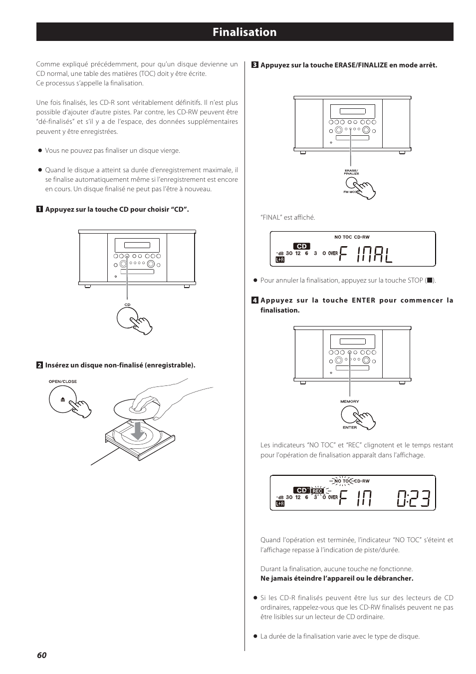 Finalisation | Teac GF-550 User Manual | Page 60 / 96