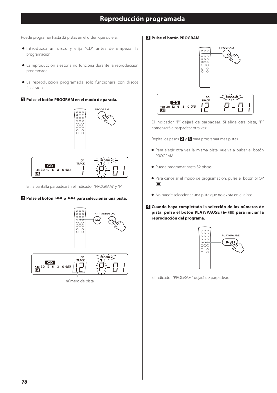 Reproducción programada | Teac GF-550 User Manual | Page 78 / 96