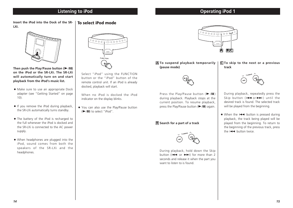 Listening to ipod, Operating ipod 1 | Teac 1006.MA-1087A User Manual | Page 8 / 12