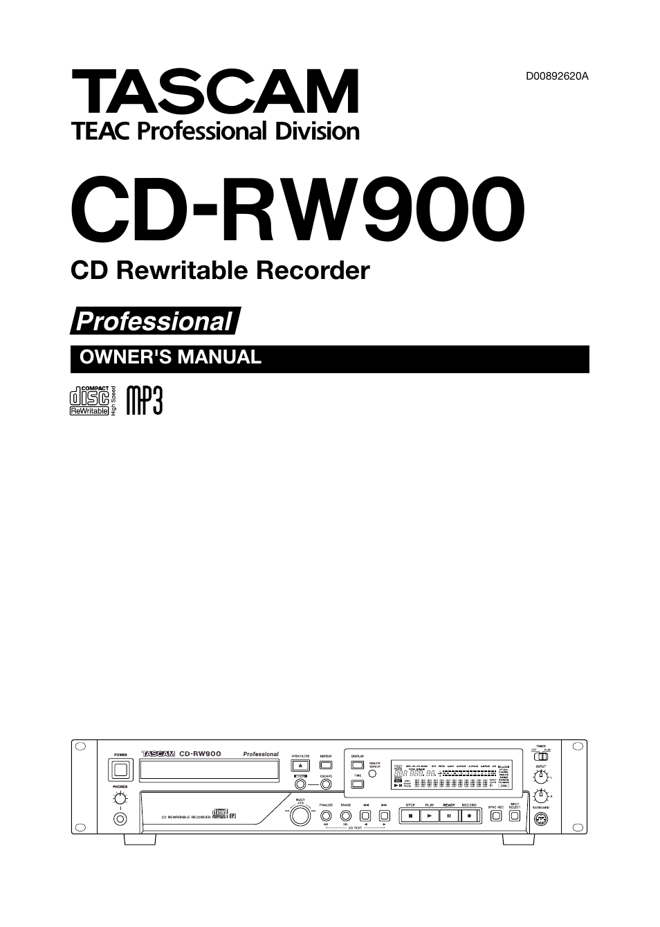 Teac CD-RW900CD User Manual | 32 pages