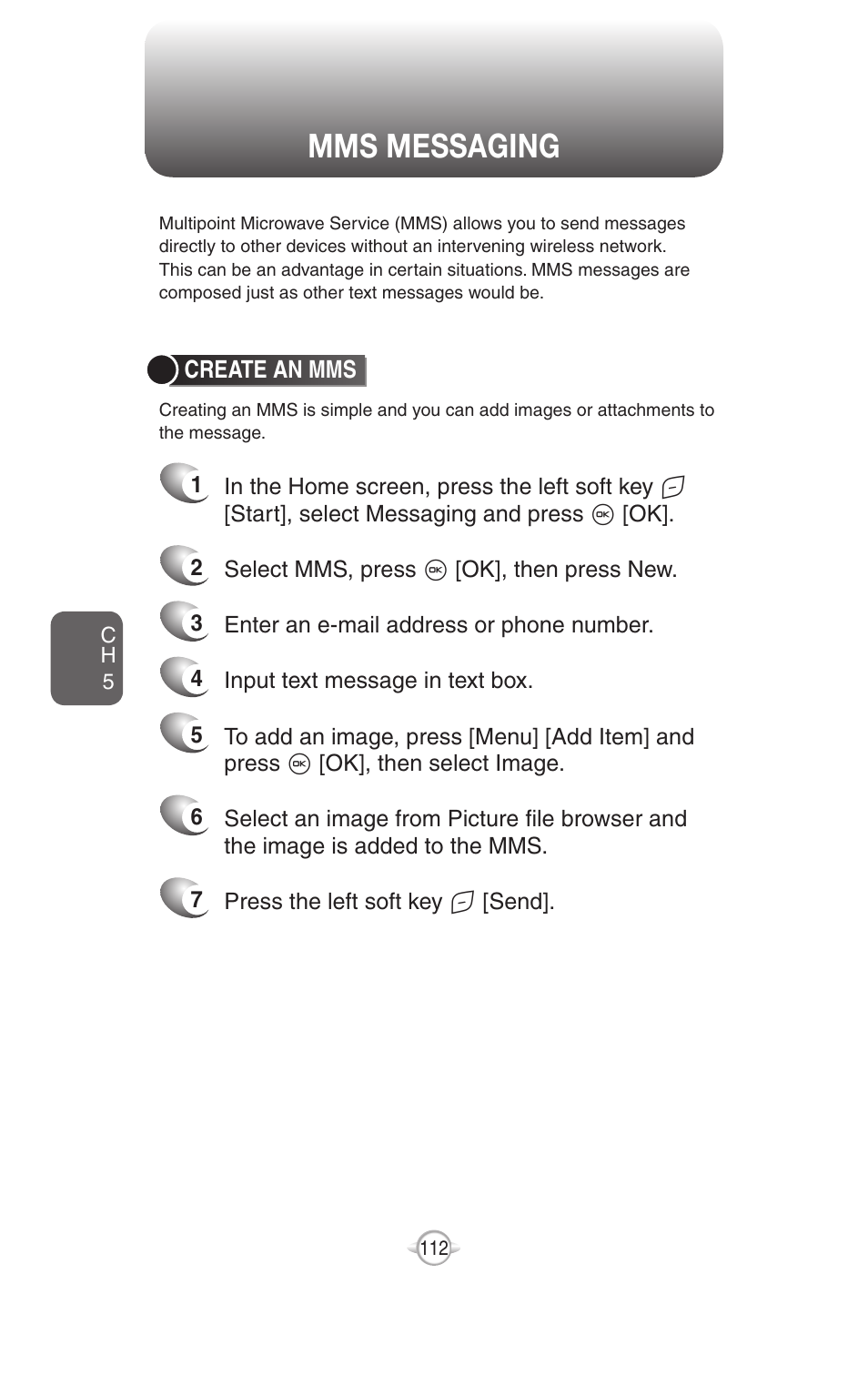 Mms messaging, Create an mms | UTStarcom PN-820 User Manual | Page 114 / 282