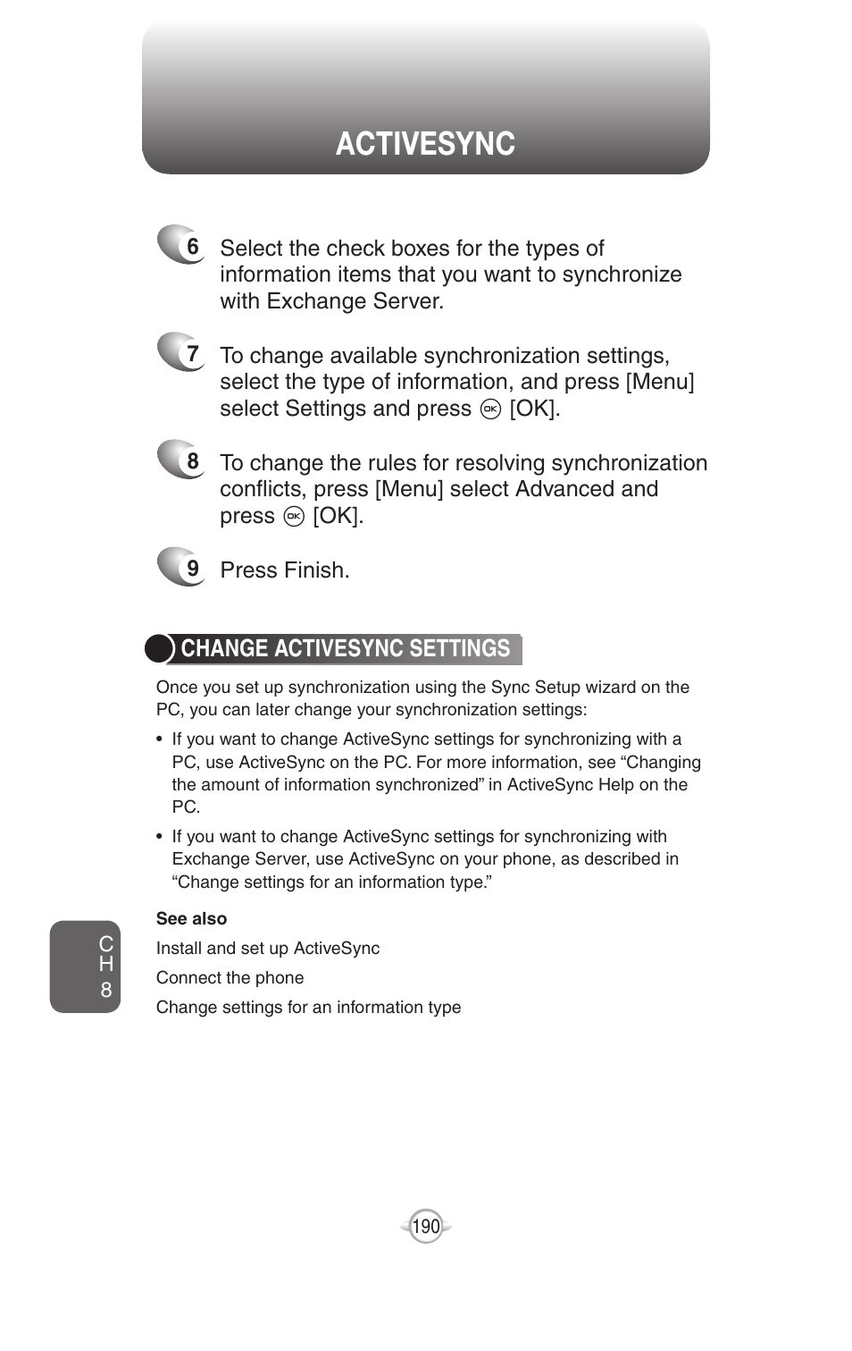 Activesync | UTStarcom PN-820 User Manual | Page 192 / 282