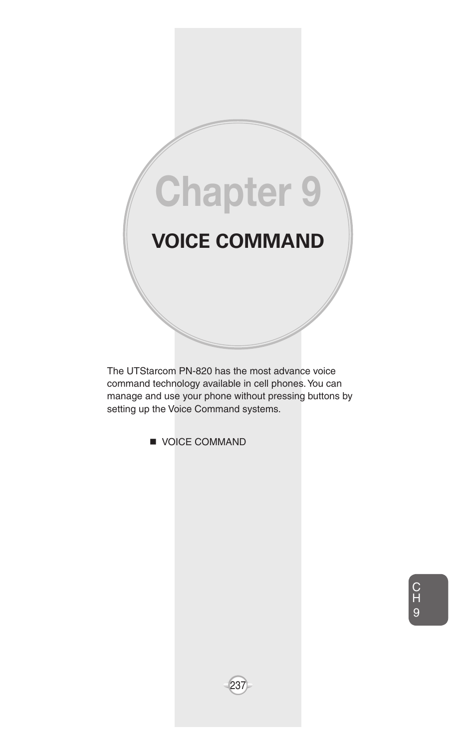 Chapter 9, Voice command, Connecting to your pc | UTStarcom PN-820 User Manual | Page 239 / 282