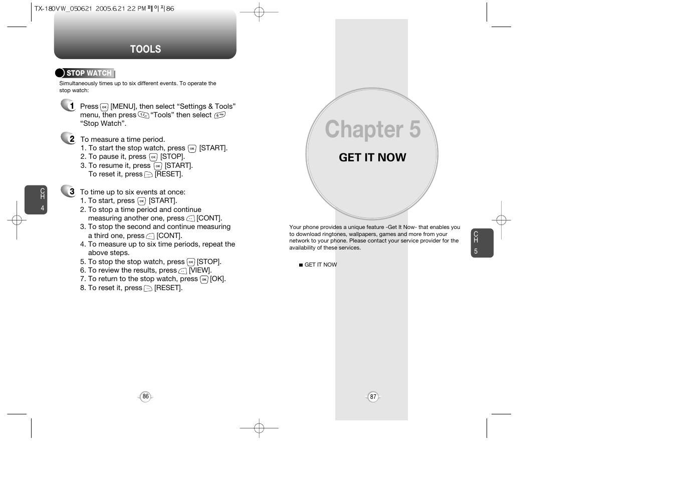 Chapter 5, Get it now | UTStarcom CDM 1080 User Manual | Page 45 / 63