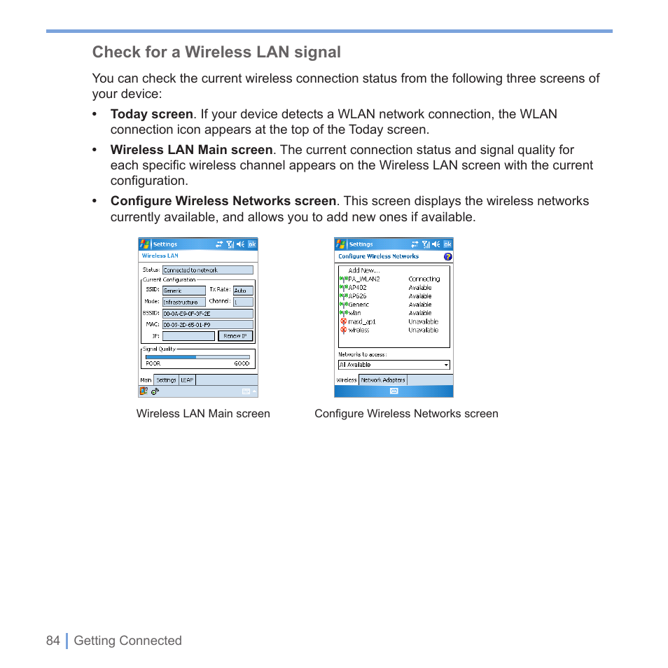 Check for a wireless lan signal | UTStarcom PPC-6700 User Manual | Page 85 / 149