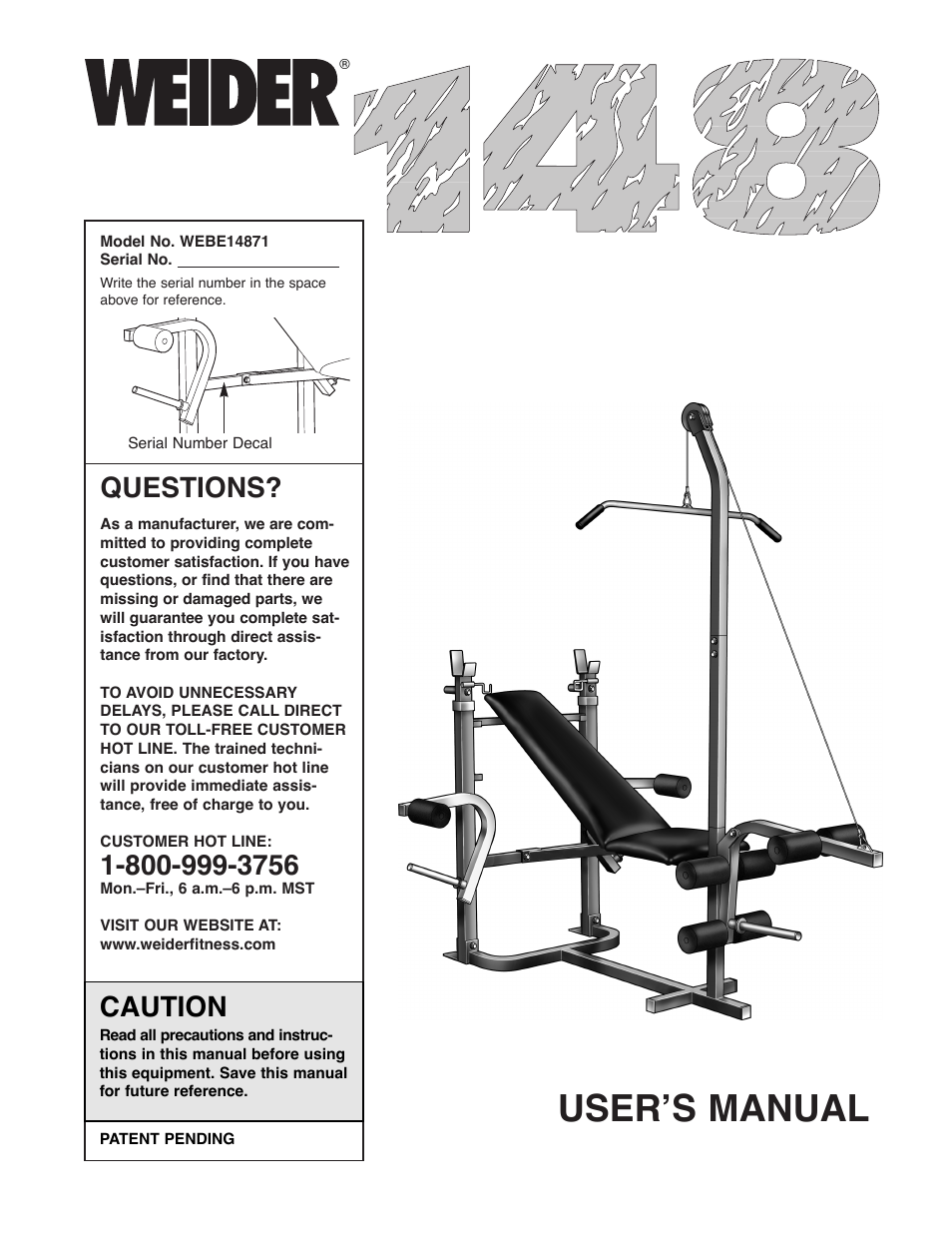 Weider 148 User Manual | 20 pages