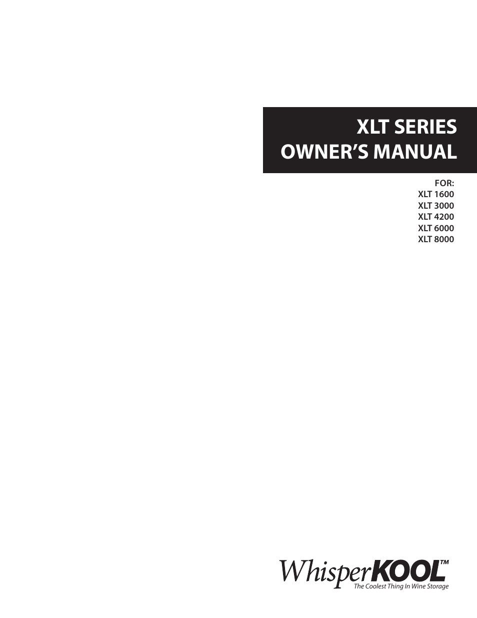 WhisperKool XLT SERIES XLT 6000 User Manual | 36 pages
