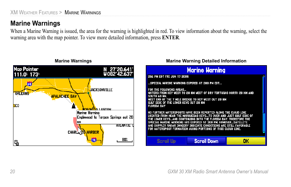 Marine warnings | XM Satellite Radio GXM30 User Manual | Page 26 / 48