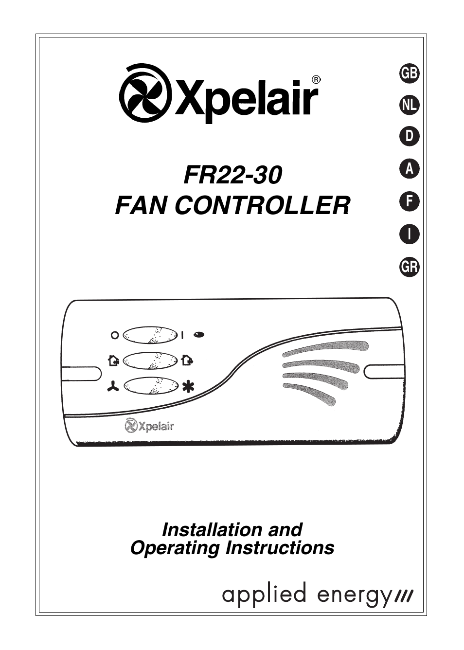 Xpelair FR22-30 User Manual | 20 pages