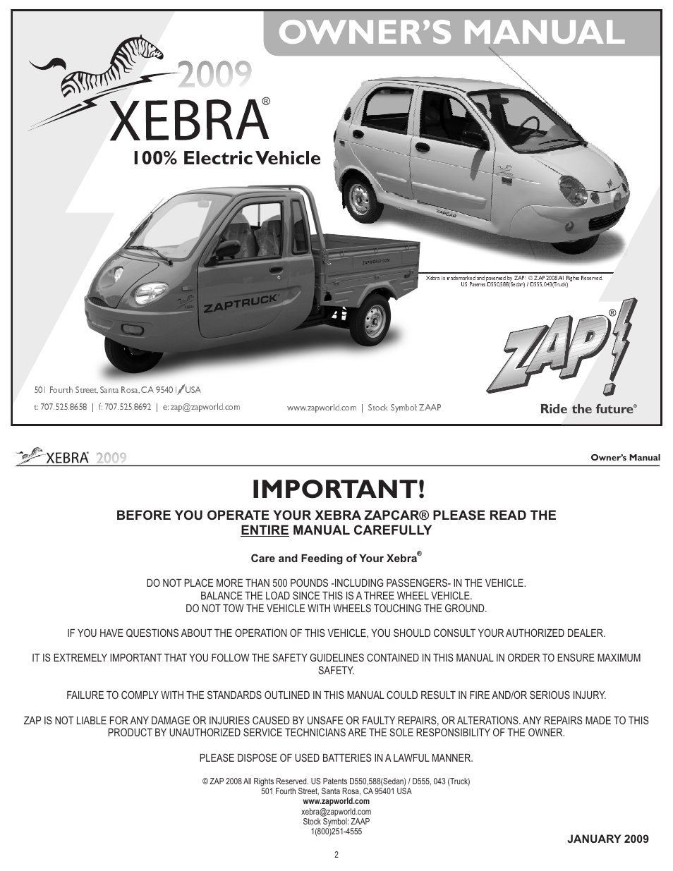 Zap XEBRA D555 User Manual | 16 pages