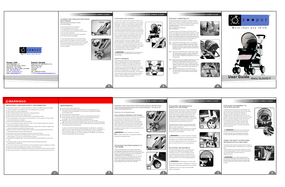 Zooper SL800E/F User Manual | 1 page