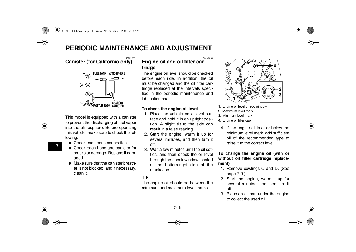 Periodic maintenance and adjustment | Yamaha YZFR1Y(C) User Manual | Page 68 / 122