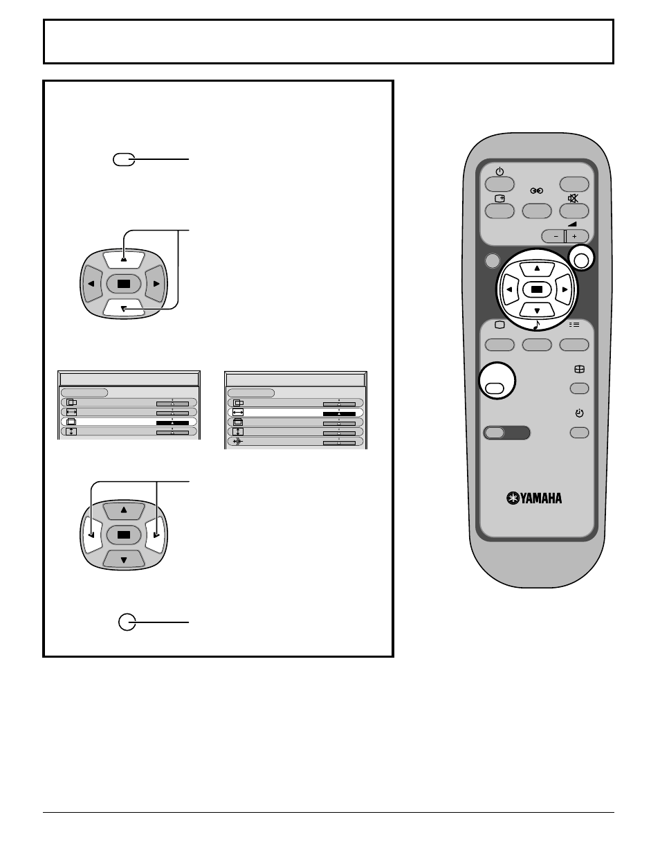 Adjusting picture position/size, Adjusting screen | Yamaha PDM-1 User Manual | Page 24 / 40