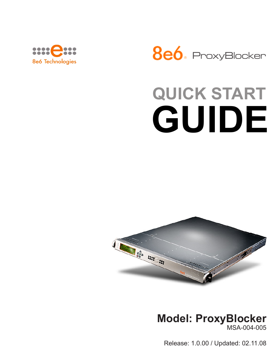 8e6 Technologies ProxyBlocker MSA-004-005 User Manual | 52 pages