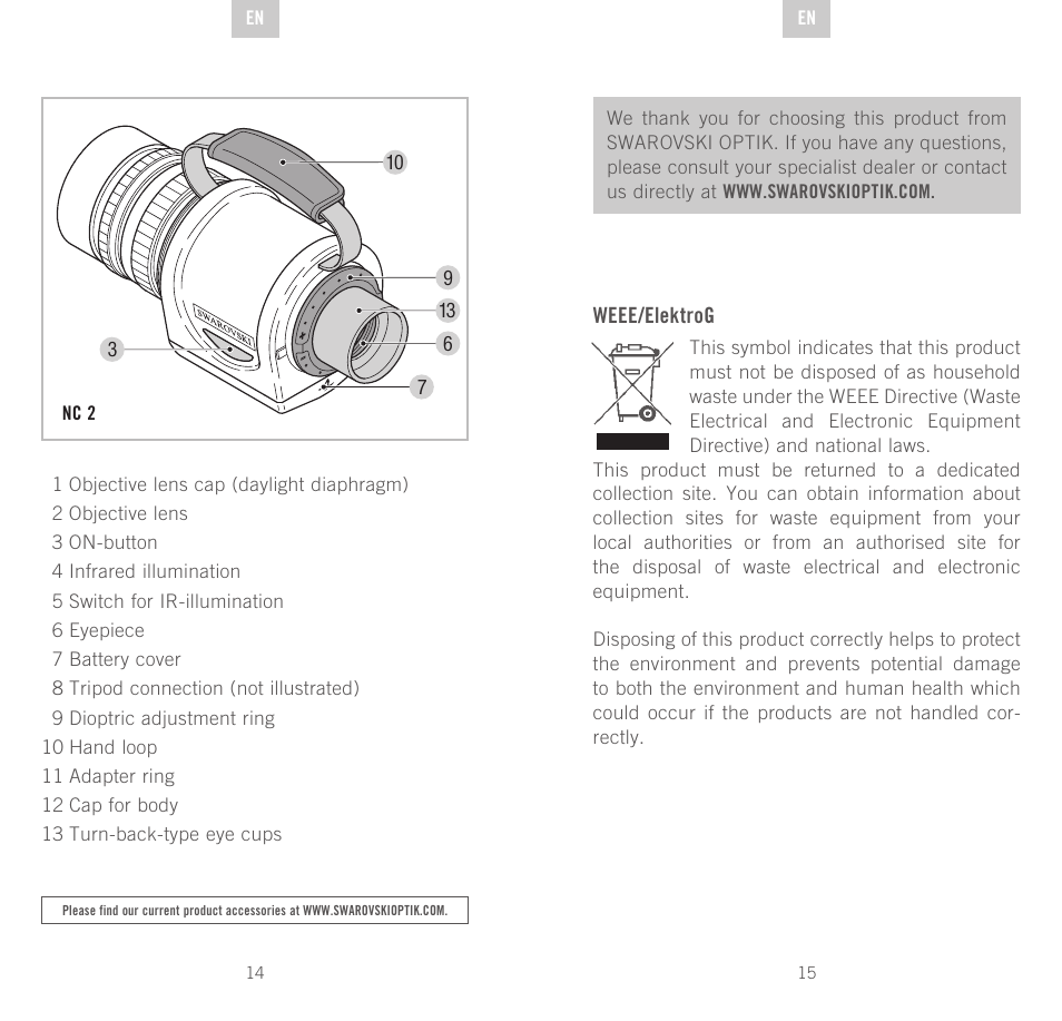 Swarovski Optik NC	2 User Manual | Page 8 / 61